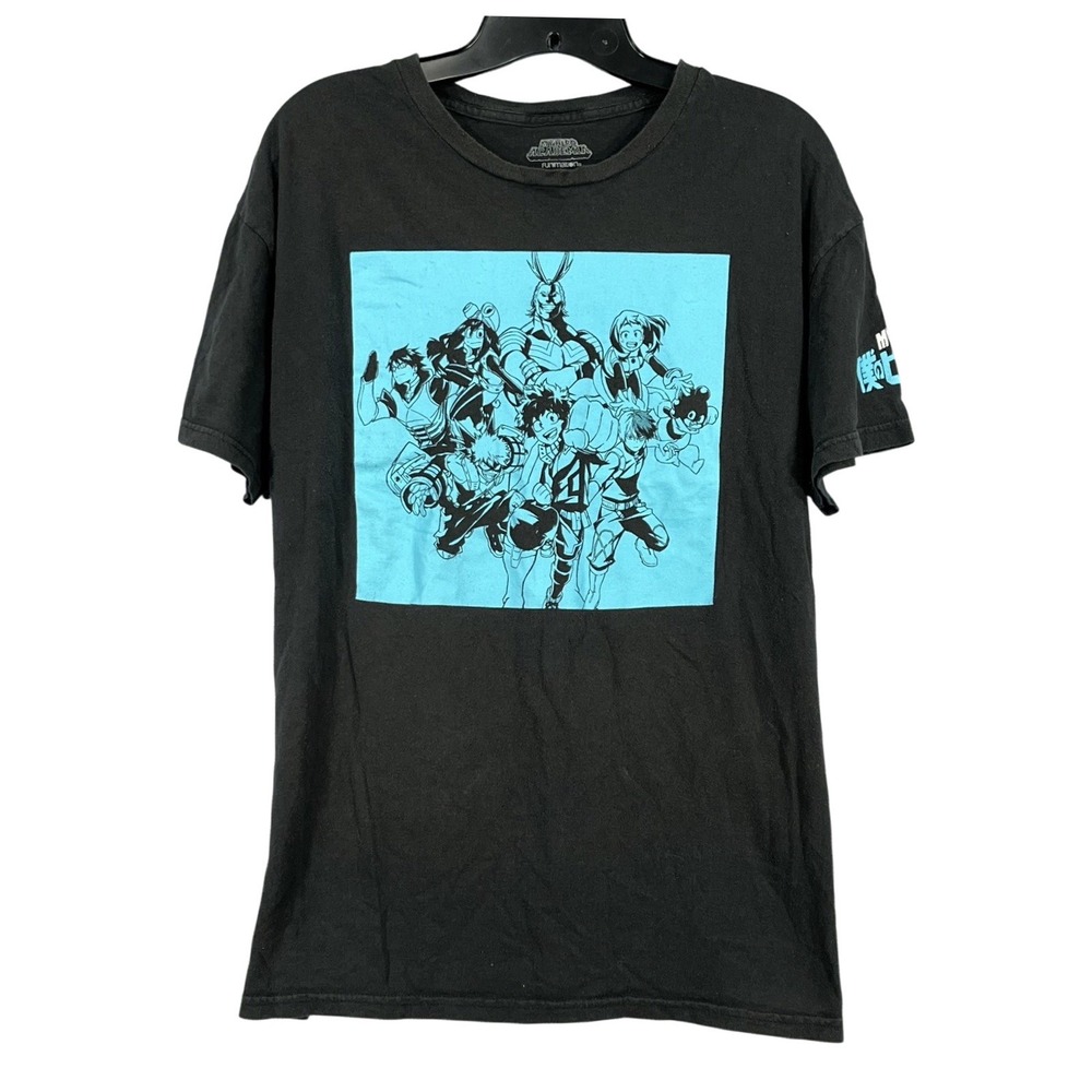 MY HERO ACADEMIA Black/Blue HOT TOPIC Short Sleeve ANIME MANGA Graphic T-SHIRT L